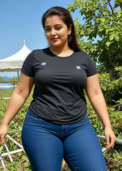 Call girl Akshada Shinde black t-shirt with big boob