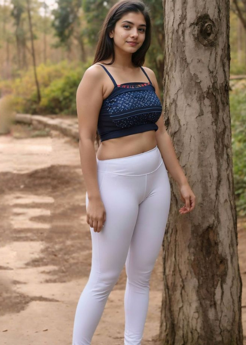 Kajal Shetty Call Girls In Goregaon with black top and white lengies